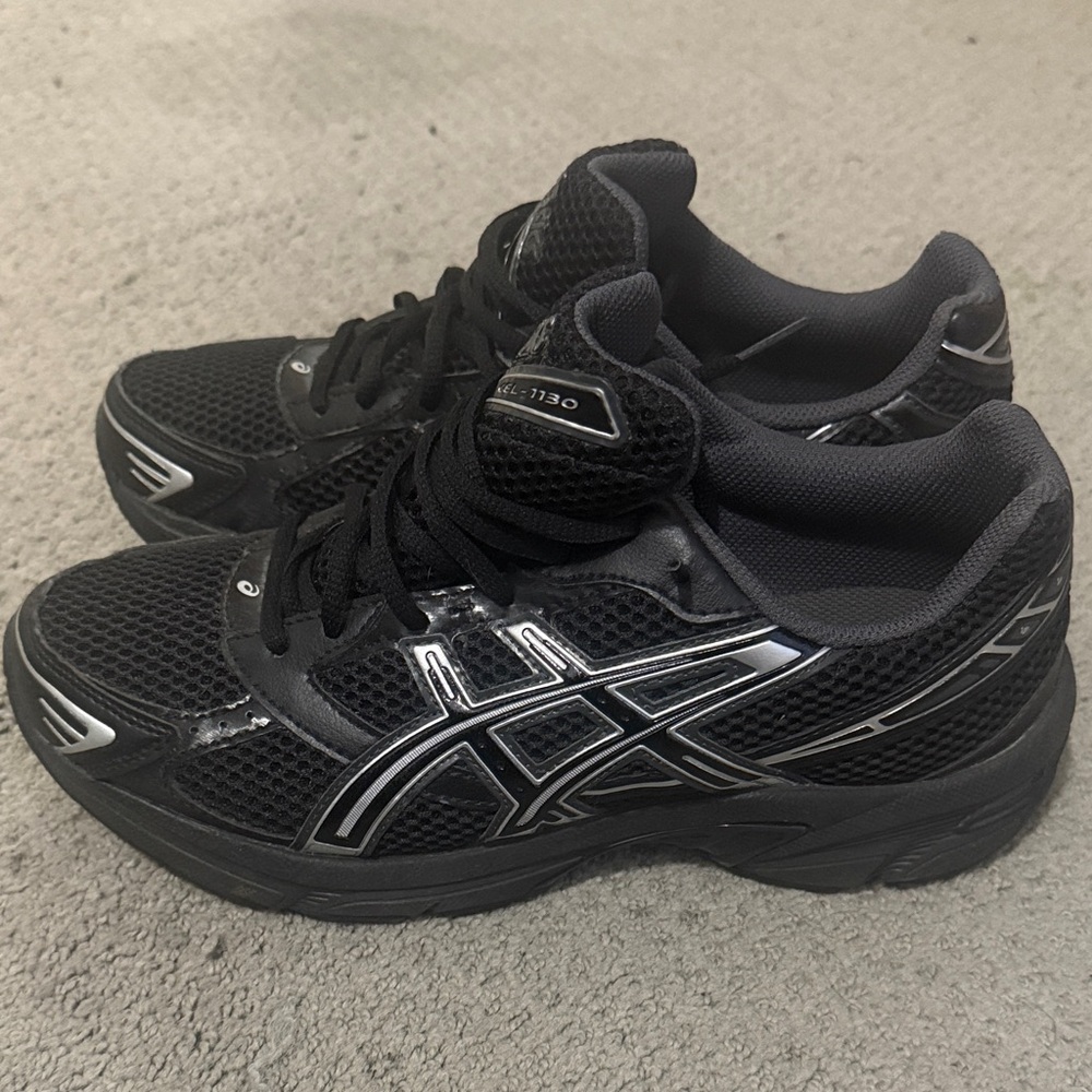 Asics Black and Silver Gel Sneakers